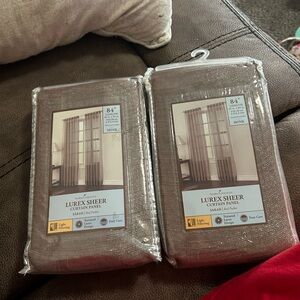 Lurex Sheer Curtain Panel in Mink